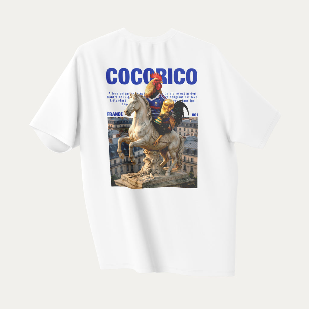Cocorico Fierte - T-Shirt Blanc FRANCE